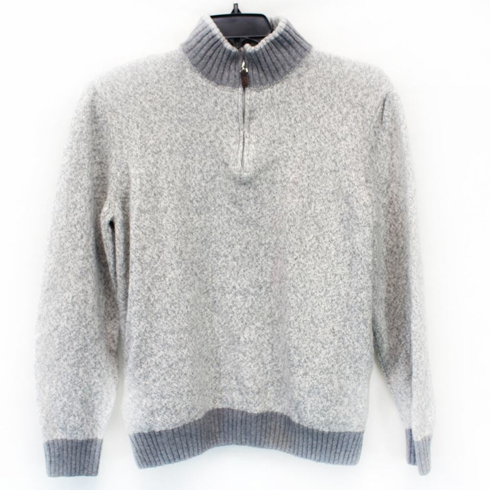 Daniele Blasi Italy Knit Wool Gray Polo Pullover Sweater Zip Casual Preppy XL